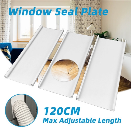 Portable Air Conditioner Window Seal Plates Kit, Plastic AC Vent Kit For Sliding Glass Doors And Windows, Adjustable Length Panels For Exhaust Hose Of 6” Diameter