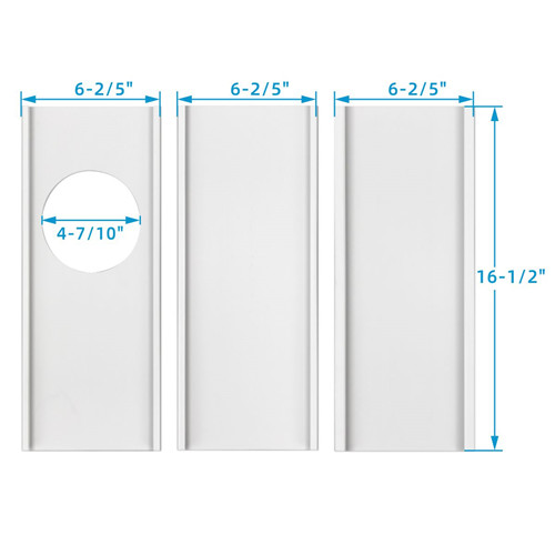 Portable Air Conditioner Window Seal Plates Kit, Plastic AC Vent Kit For Sliding Glass Doors And Windows, Adjustable Length Panels For Exhaust Hose Of 5” Diameter