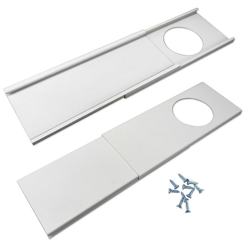 Portable Air Conditioner Window Seal Plates Kit, Plastic AC Vent Kit For Sliding Glass Doors And Windows, Adjustable Length Panels For Exhaust Hose Of 5” Diameter